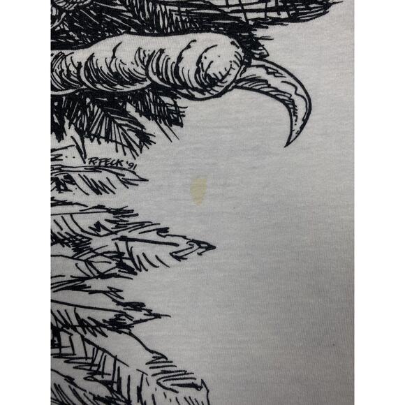 Vintage Bald Eagle Single Stitch All Over Print T-Shirt AOP XLarge Black White - Picture 7 of 11